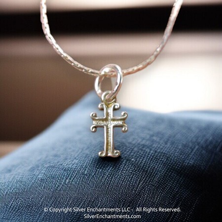 Sterling Silver Small Gothic Cross Charm 