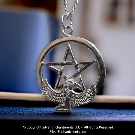 Sterling Silver Isis Pentacle Pendant 