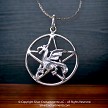 Sterling Silver Dragon Pentagram Necklace Pendant 