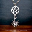 Sterling Silver Spider Pentacle Necklace Pendant 