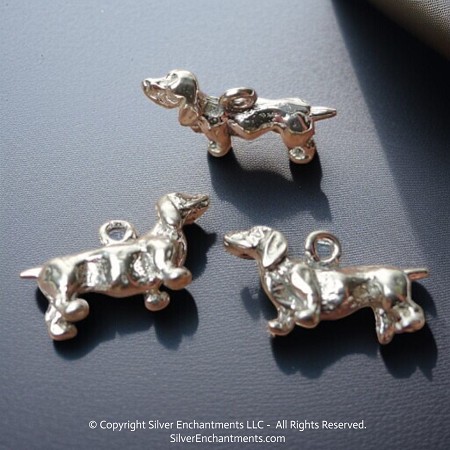 Sterling Silver 3D Dachshund Charm 