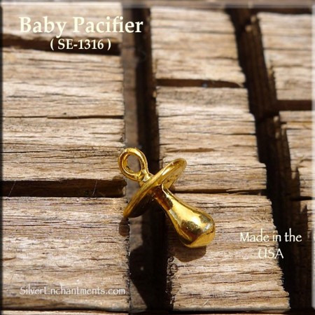 3D Gold Baby Pacifier Charm 