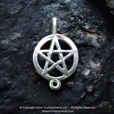 Sterling Silver Bailed Pentacle Charm with Bottom Loop 