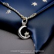 Sterling Small Silver Crescent Moon Charm with Star 