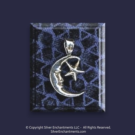 Bailed Sterling Silver Sickle Moon with Star Charm 
