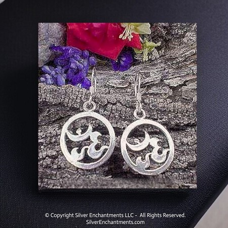 Sterling Silver Ringed Om Symbol Earrings 