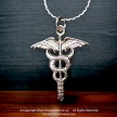Sterling Silver Caduceus Medical Symbol Necklace Pendant 