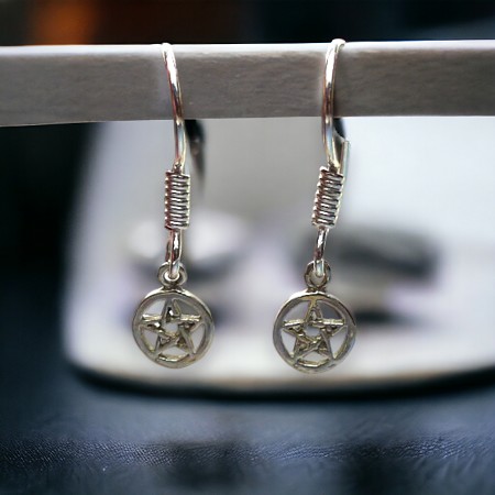 Sterling Silver Petite Pentacle Earrings 