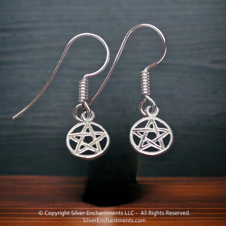 Sterling Silver Pentacle Earrings 