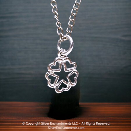 Sterling Silver Hidden in Hearts Pentacle Charm 