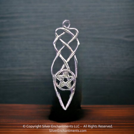 Sterling Silver Celtic Lovers Knot w Pentacle Pendant 