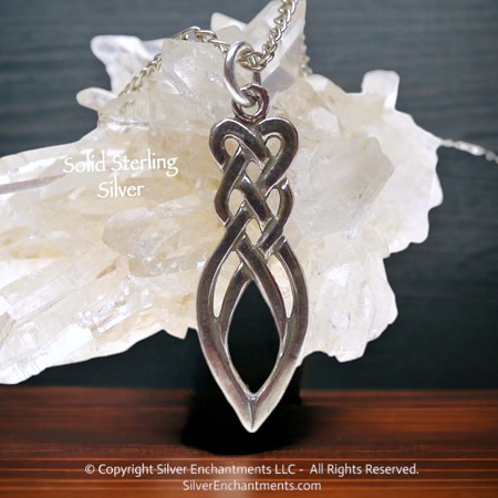 Sterling Silver Celtic Love Knot Necklace Pendant 