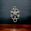 Sterling Silver Jewelry Connector Ornate Double Sided Flower Jewelry Link Finding 
