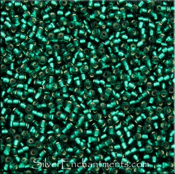 Miyuki Seed Beads, Size 11, Silver Lined Emerald Green, Tube 
