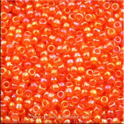 15/0 Miyuki Transparent Tangerine AB Seed Beads 