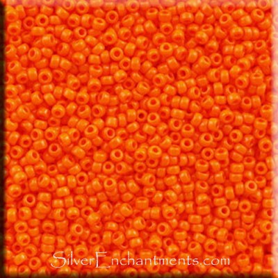 15/0 Miyuki Opaque Bright Orange Seed Beads 
