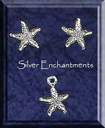 Sterling Silver Starfish Stud Earrings and Matching Charm Gift Set 