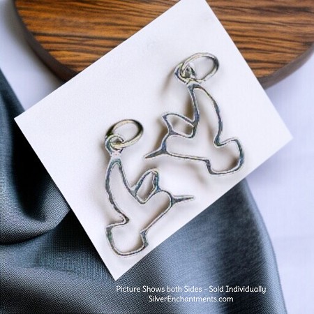 Double Sided Sterling Silver Hummingbird Charm 