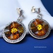 Sterling Silver and Triple Baltic Amber Celtic Post Earrings 