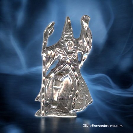 Bailed Large Sterling Silver Wizard Pendant 