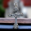 Sterling Silver Rose Cross Pendant 
