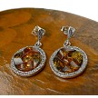 Sterling Silver and Triple Baltic Amber Celtic Post Earrings 