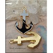 Black Enameled Anchor Necklace Pendant 