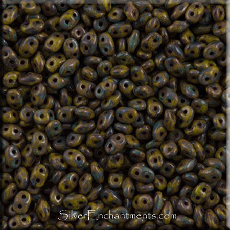 Olive Picasso SuperDuo Beads 