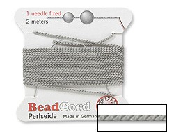 Griffin 100% Silk Beading Cord Size 6, Silver Grey 