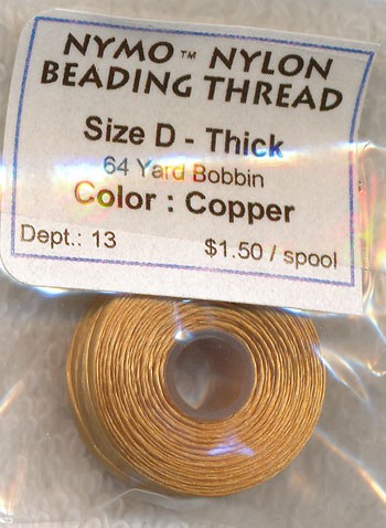 Nymo Nylon Beading Thread, Copper Size D 