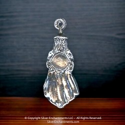 Sterling Silver Wizard Pendant with  Gemstone Cabochon Area 